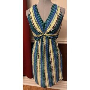LAUNDRY BY SHELLI SEGAL - WOMEN'S BLUE & GREEN PRINT DRESS - SIZE‎ 2